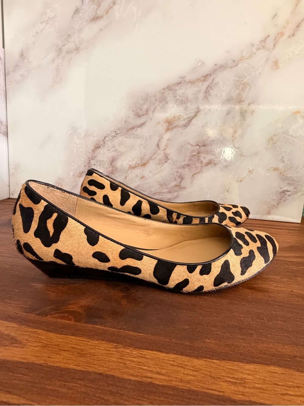 Leopard print Ballet wedge in Tan and Black - Picture 3 of 7